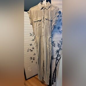 Bella Dahl Khaki Utility Jumpsuit with Button Front